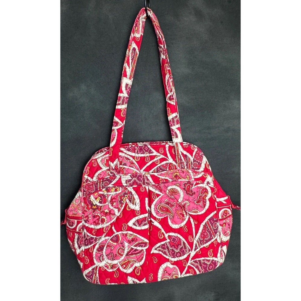 Vera Bradley Shoulder Bag Symphony in Hue Pink Red Paisley Quilted Cotton Tote